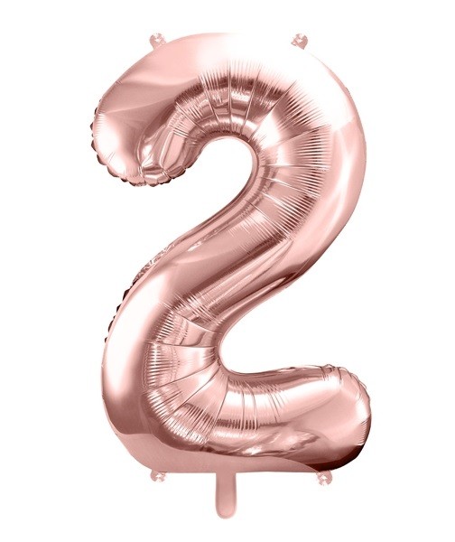 Balon foliowy różowo-złota cyfra 2 86cm 