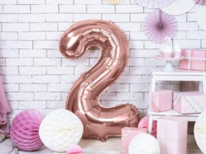 Balon foliowy różowo-złota cyfra 2 86cm