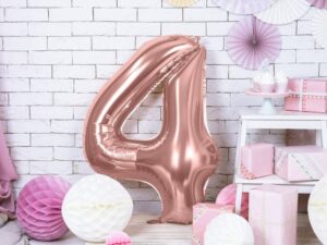 Balon foliowy różowo-złota cyfra 4 86cm