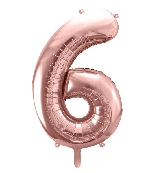 Balon foliowy różowo-złota cyfra 6 86cm 