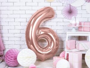 Balon foliowy różowo-złota cyfra 6 86cm