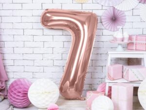 Balon foliowy różowo-złota cyfra 7 86cm