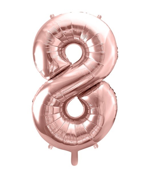 Balon foliowy różowo-złota cyfra 8 86cm 