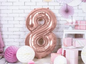 Balon foliowy różowo-złota cyfra 8 86cm