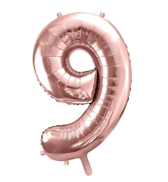 Balon foliowy różowo-złota cyfra 9 86cm 