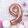 Balon foliowy różowo-złota cyfra 9 86cm 