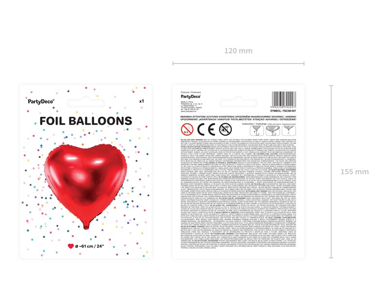 Balon foliowy Serce czerwone 45cm