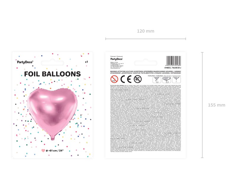 Balon foliowy Serce różowe 60cm