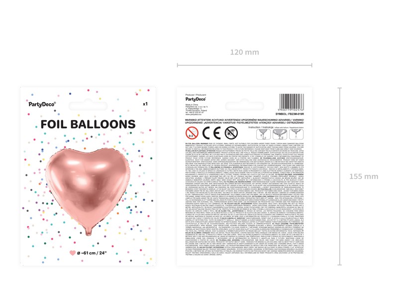 Balon foliowy Serce różowo-złote 60cm