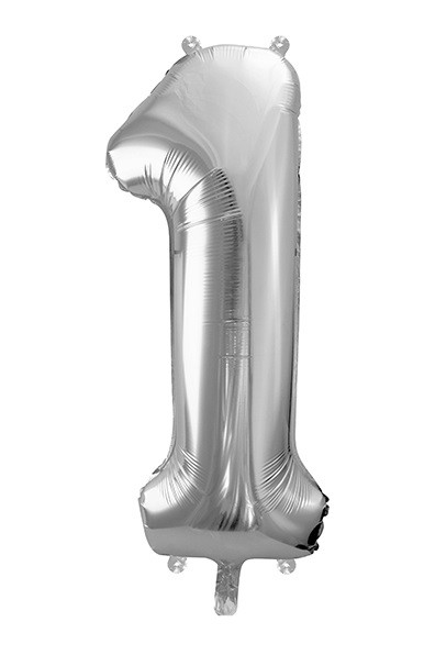 Balon foliowy srebrna cyfra 1 86cm 