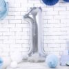 Balon foliowy srebrna cyfra 1 86cm 