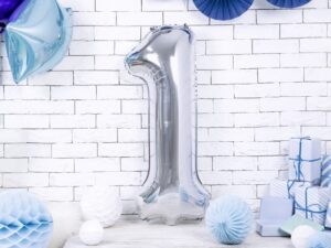 Balon foliowy srebrna cyfra 1 86cm