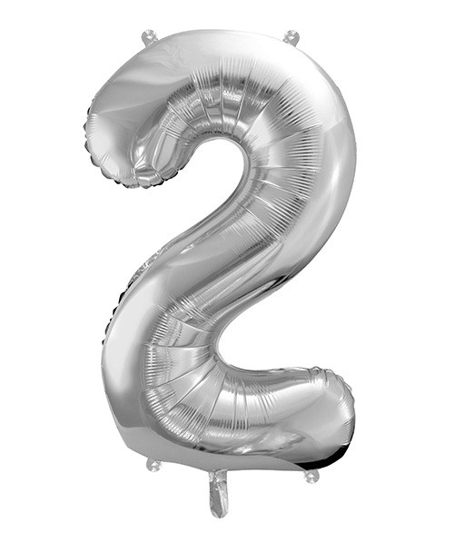 Balon foliowy srebrna cyfra 2 86cm 