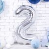Balon foliowy srebrna cyfra 2 86cm 