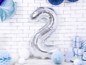 Balon foliowy srebrna cyfra 2 86cm