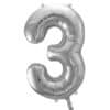 Balon foliowy srebrna cyfra 3 86cm 