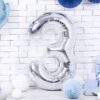 Balon foliowy srebrna cyfra 3 86cm 