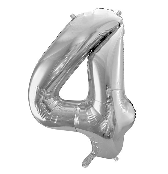 Balon foliowy srebrna cyfra 4 86cm 