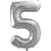 Balon foliowy srebrna cyfra 5 86cm 