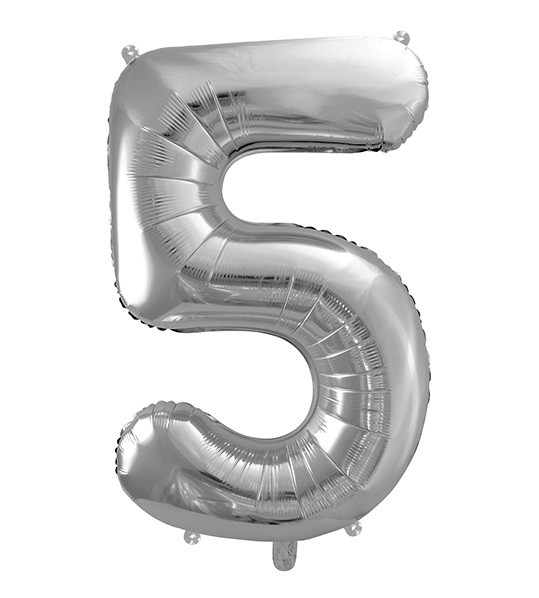 Balon foliowy srebrna cyfra 5 86cm 