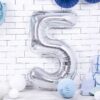 Balon foliowy srebrna cyfra 5 86cm 