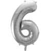 Balon foliowy srebrna cyfra 6 86cm 