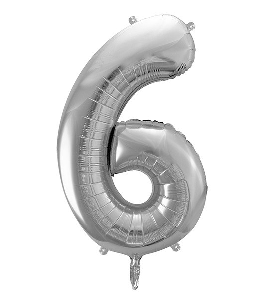 Balon foliowy srebrna cyfra 6 86cm 