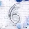 Balon foliowy srebrna cyfra 6 86cm 