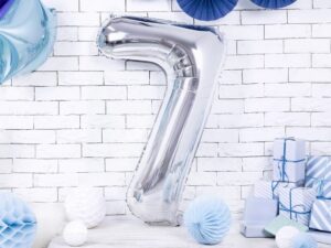 Balon foliowy srebrna cyfra 7 86cm