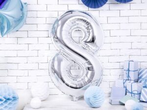 Balon foliowy srebrna cyfra 8 86cm
