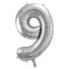 Balon foliowy srebrna cyfra 9 86cm 
