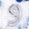 Balon foliowy srebrna cyfra 9 86cm 