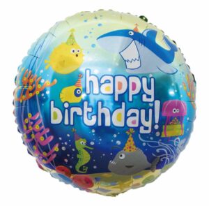 Balon foliowy Syrenka okrągły 'Happy Birthday' Morski