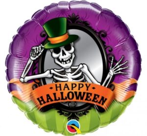Balon foliowy Szkielet w cylindrze Halloween