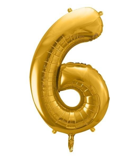 Balon foliowy złota cyfra 6 86cm 