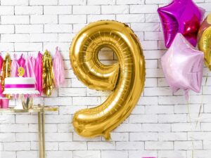 Balon foliowy złota cyfra 9 86cm
