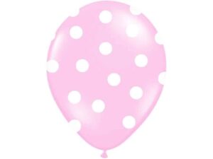 Balon jasno różowy w białe kropki