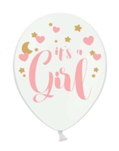 Balon lateksowy It's a Girl Biały