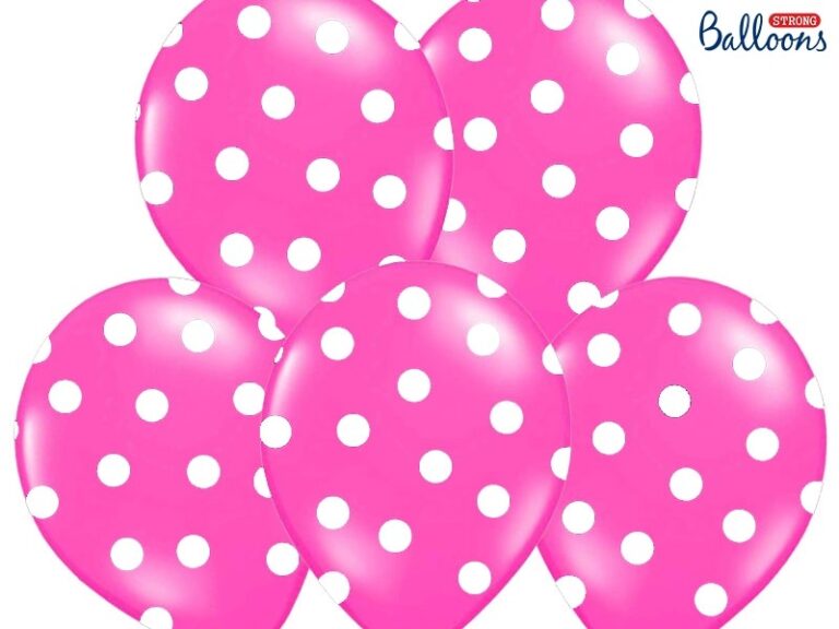 Balon różowy w białe kropki