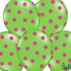 Balon zielony w różowe kropki