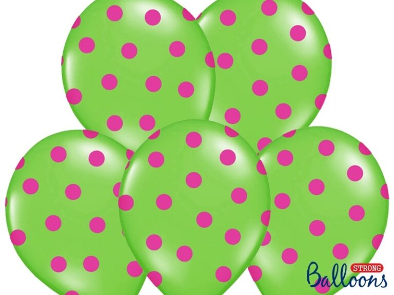 Balon zielony w różowe kropki