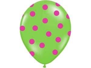 Balon zielony w różowe kropki
