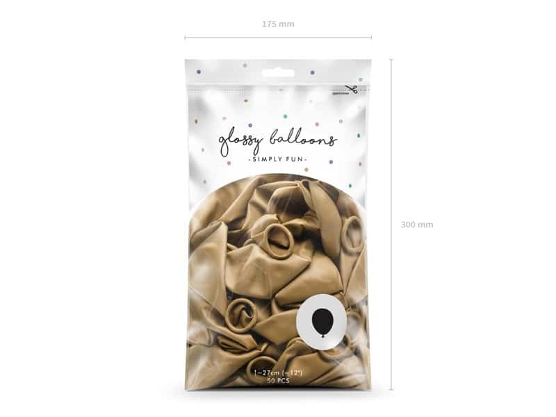 Balony chromowane 30cm Glossy Złote 10szt.