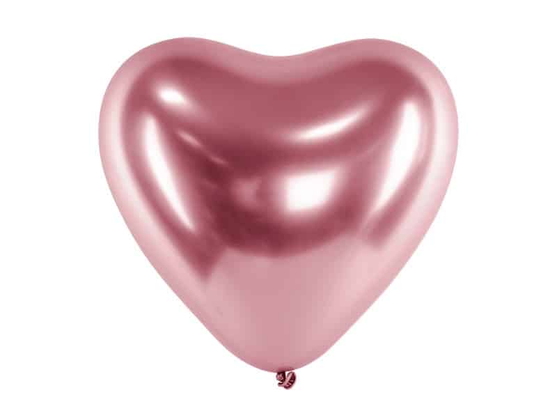 Balony chromowane serca 30cm Glossy Rose Gold