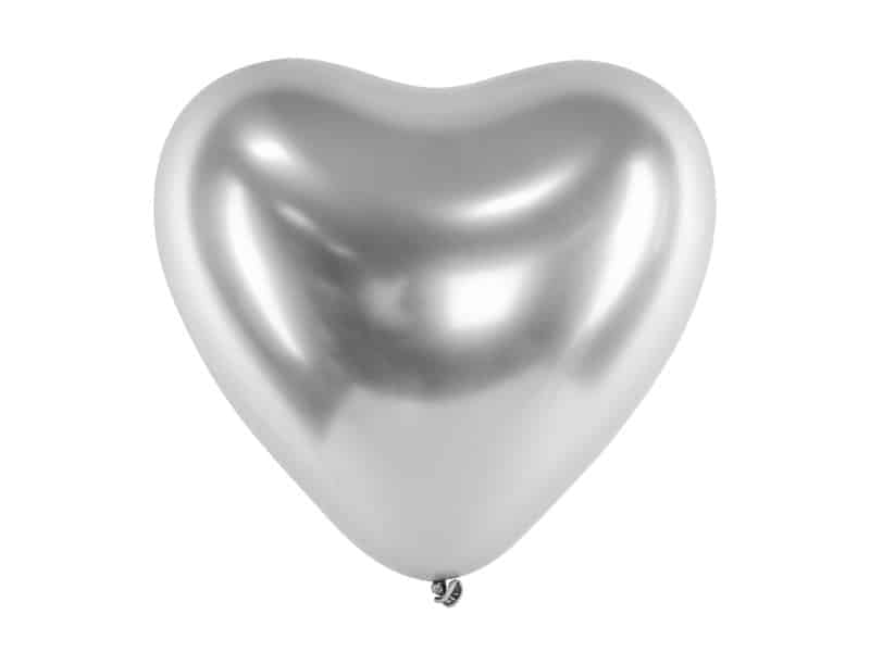 Balony chromowane serca 30cm Glossy Srebrne