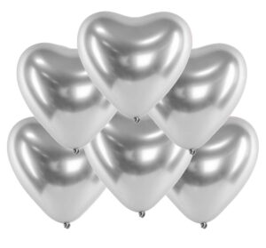Balony chromowane serca 30cm Glossy Srebrne