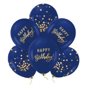 Balony granatowe Happy Birthday Mix 6 szt.