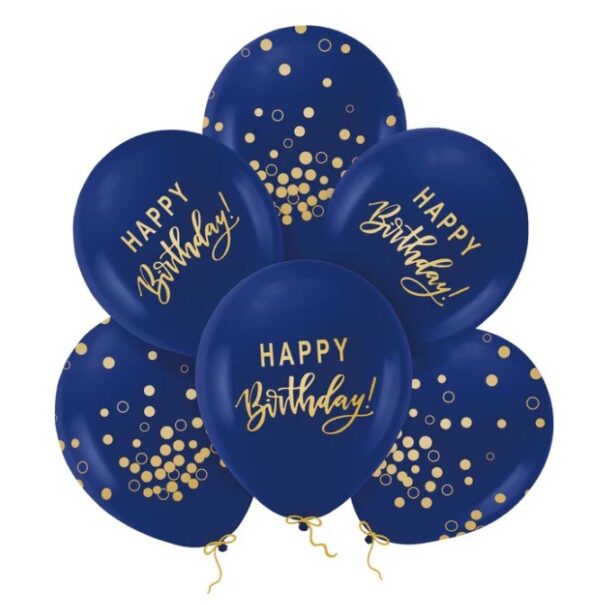 Balony granatowe Happy Birthday Mix 6 szt.