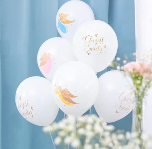 Balony Lateksowe na Chrzest Św. Anioły 6szt