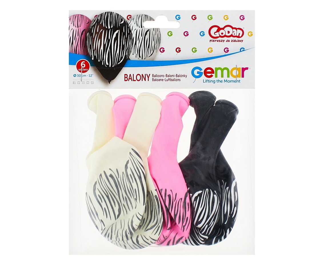 Balony lateksowe Paski Zebry 